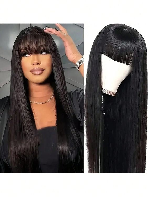 Luxe Fringe – Sleek Straight Wig with Bangs