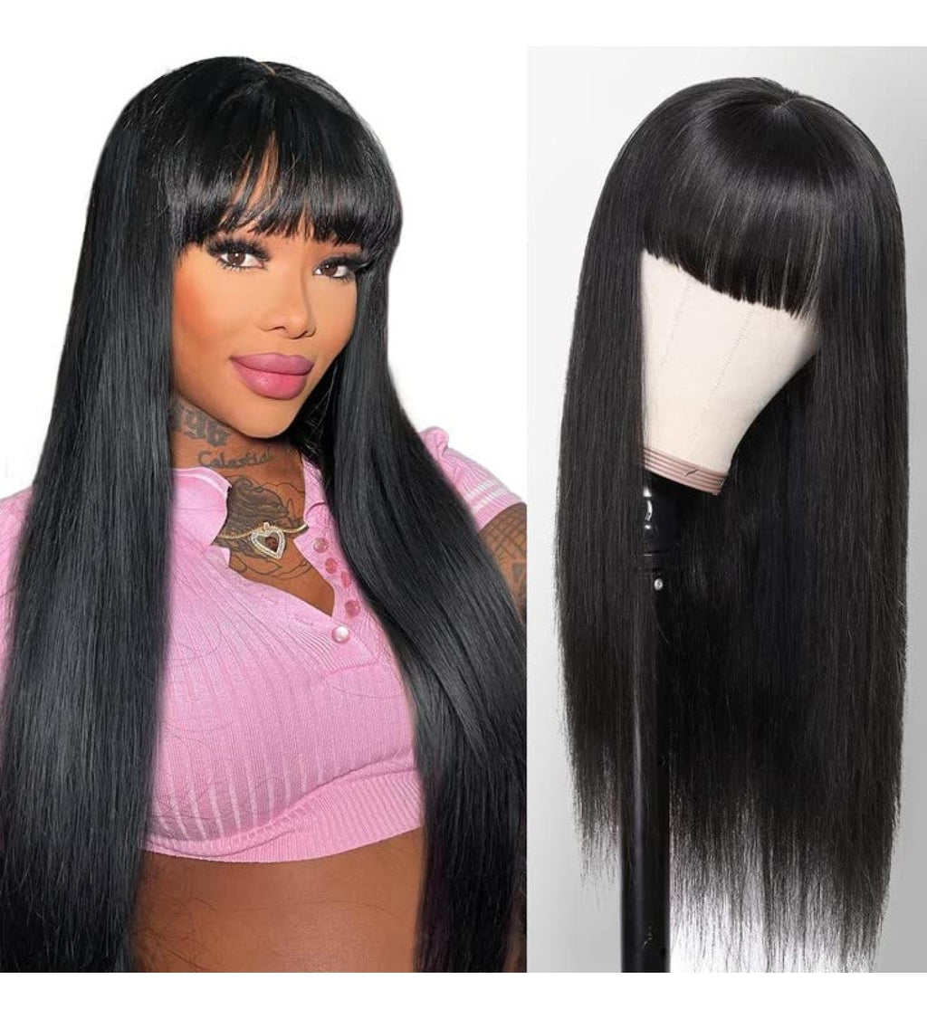 Luxe Fringe – Sleek Straight Wig with Bangs