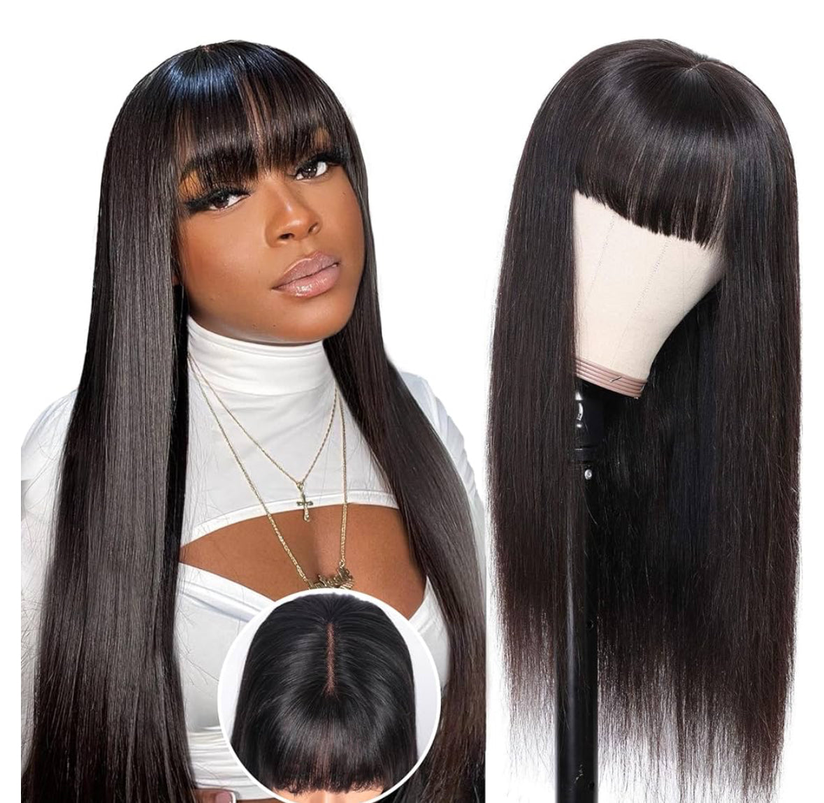 Luxe Fringe – Sleek Straight Wig with Bangs