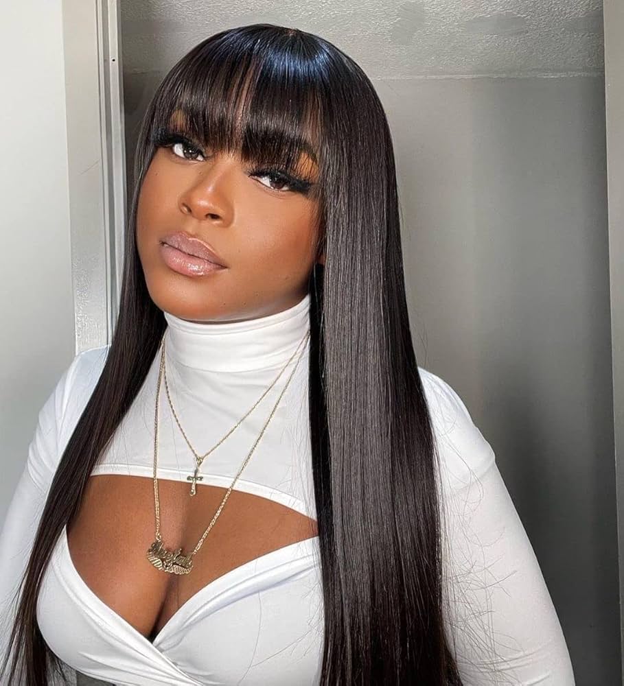 Luxe Fringe – Sleek Straight Wig with Bangs